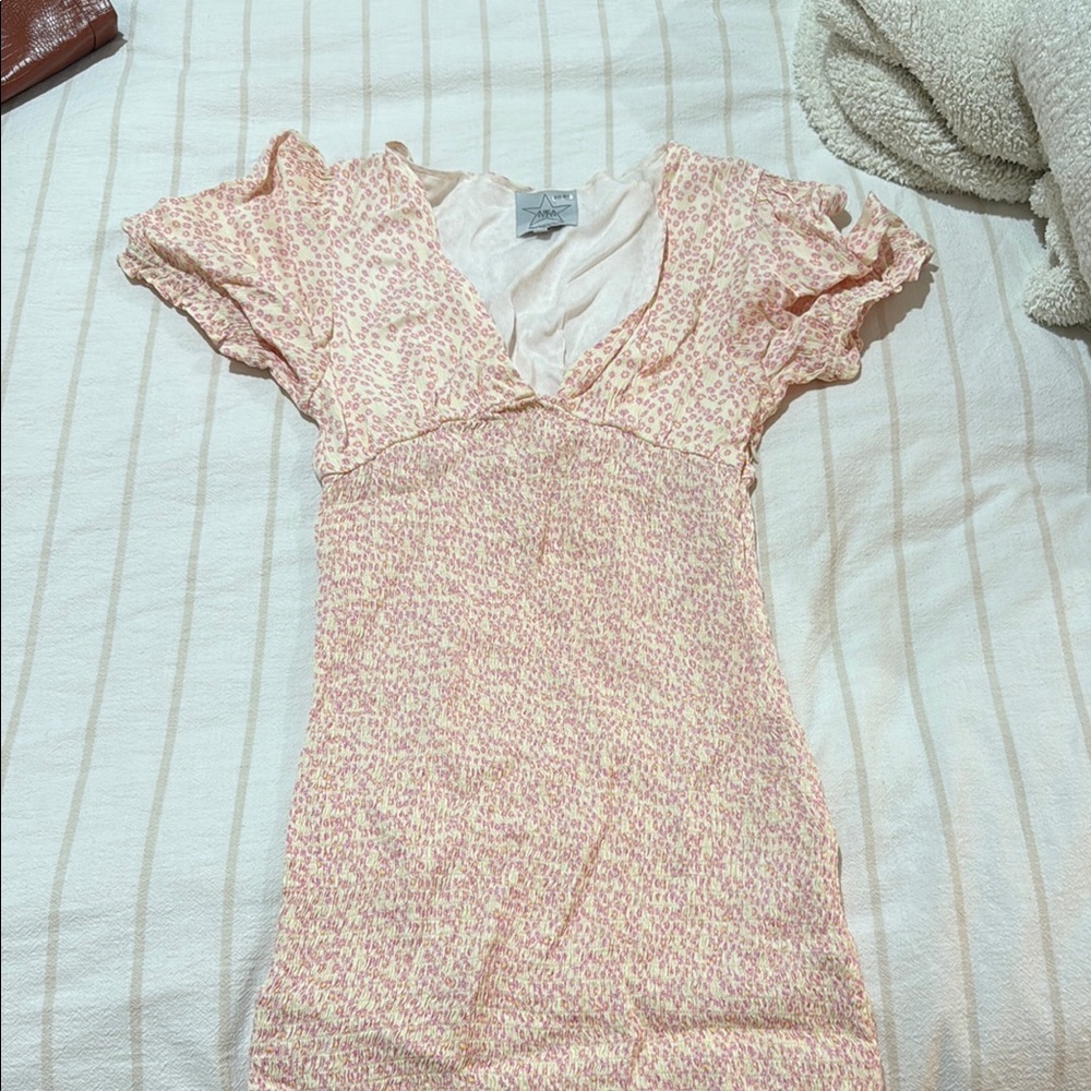 AREA Pink and Cream Dress